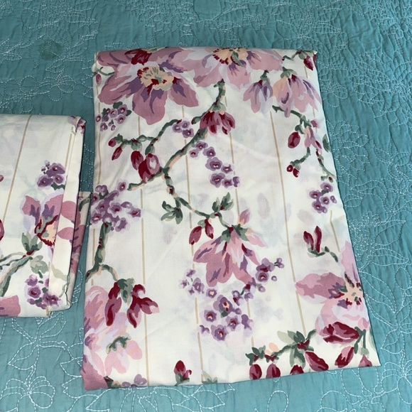 Cannon Vintage floral sheet set 2 pcs flat/ fitted pink cream New ! - Picture 1 of 5